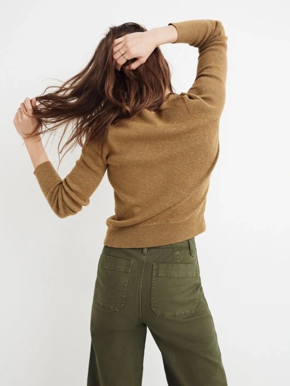 Madewell Wrap Front Pullover Sweater Spiced Olive Brass 2X